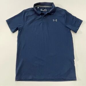 Under Armour Boys Navy Blue Short Sleeve HeatGear Polo, size M